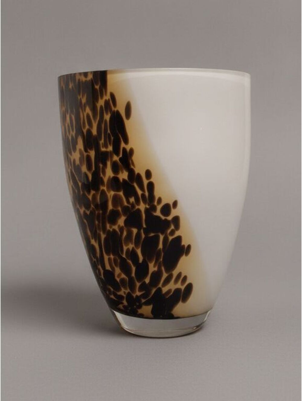 Vintage 10" Cased Art Glass Vase Leopard Tortoiseshell Print 1990s Decor